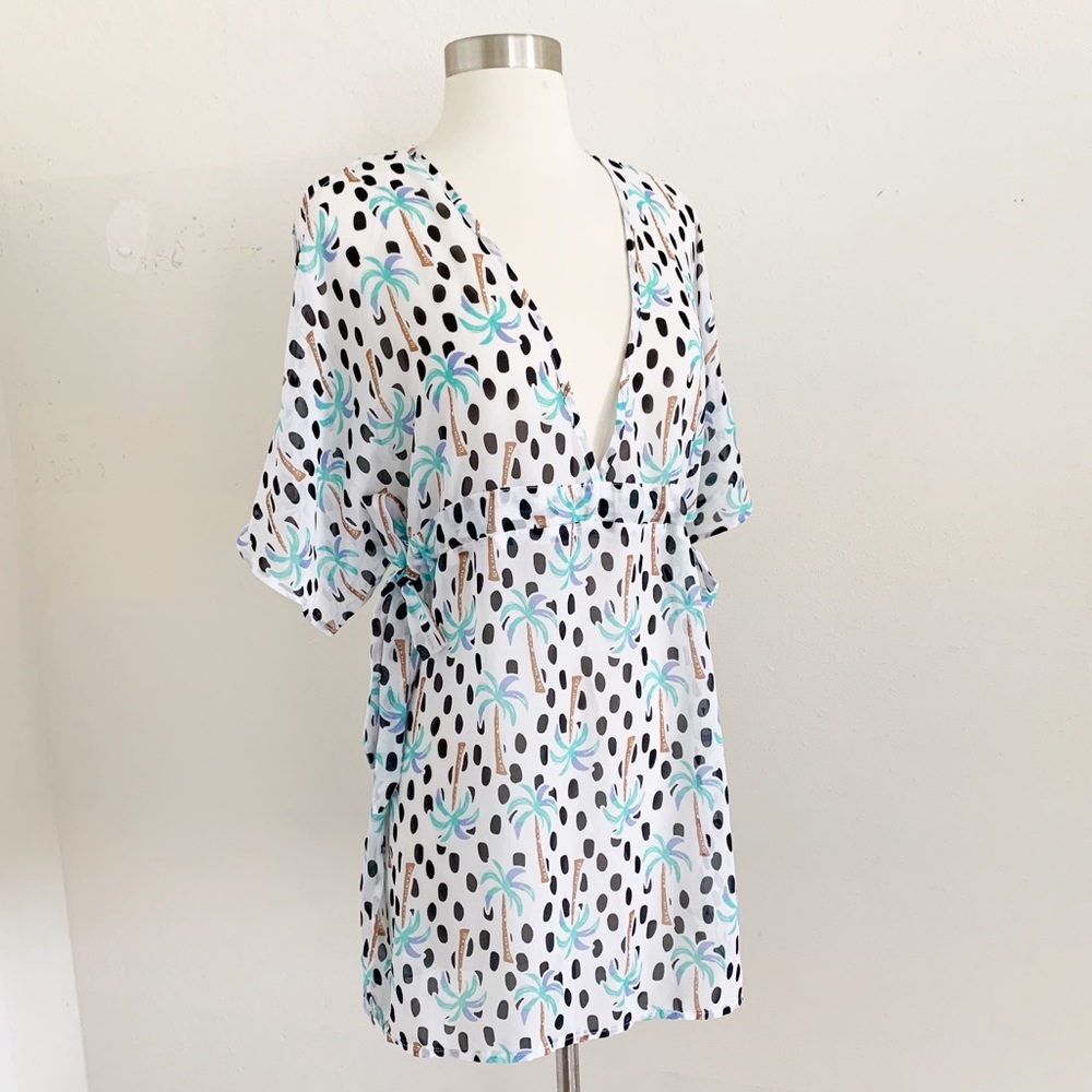 Miken Printed Split Sleeve Dolman Cover Up xs
